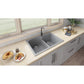 Ruvati epiGranite 33" x 22" Silver Gray Drop-In Topmount Granite 60/40 Double Bowl Kitchen Sink With Basket Strainer and Drain Assembly