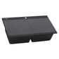 Ruvati epiGranite 34" x 20" Midnight Black Topmount Granite 50/50 Double Bowl Workstation Ledge Kitchen Sink With Basket Strainer and Drain Assembly