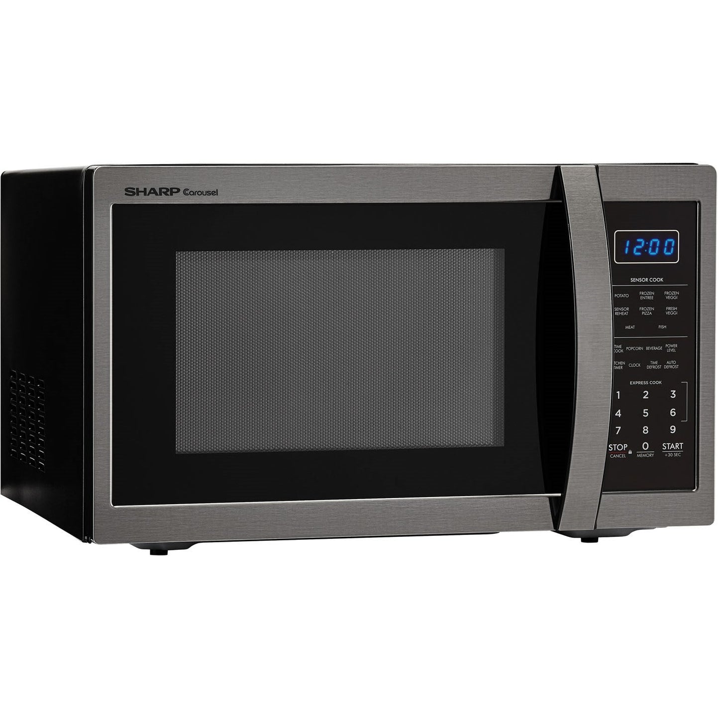 Sharp Carousel 20" 1.4 CU. Ft. 1100W Sharp Black Stainless Steel Countertop Microwave Oven
