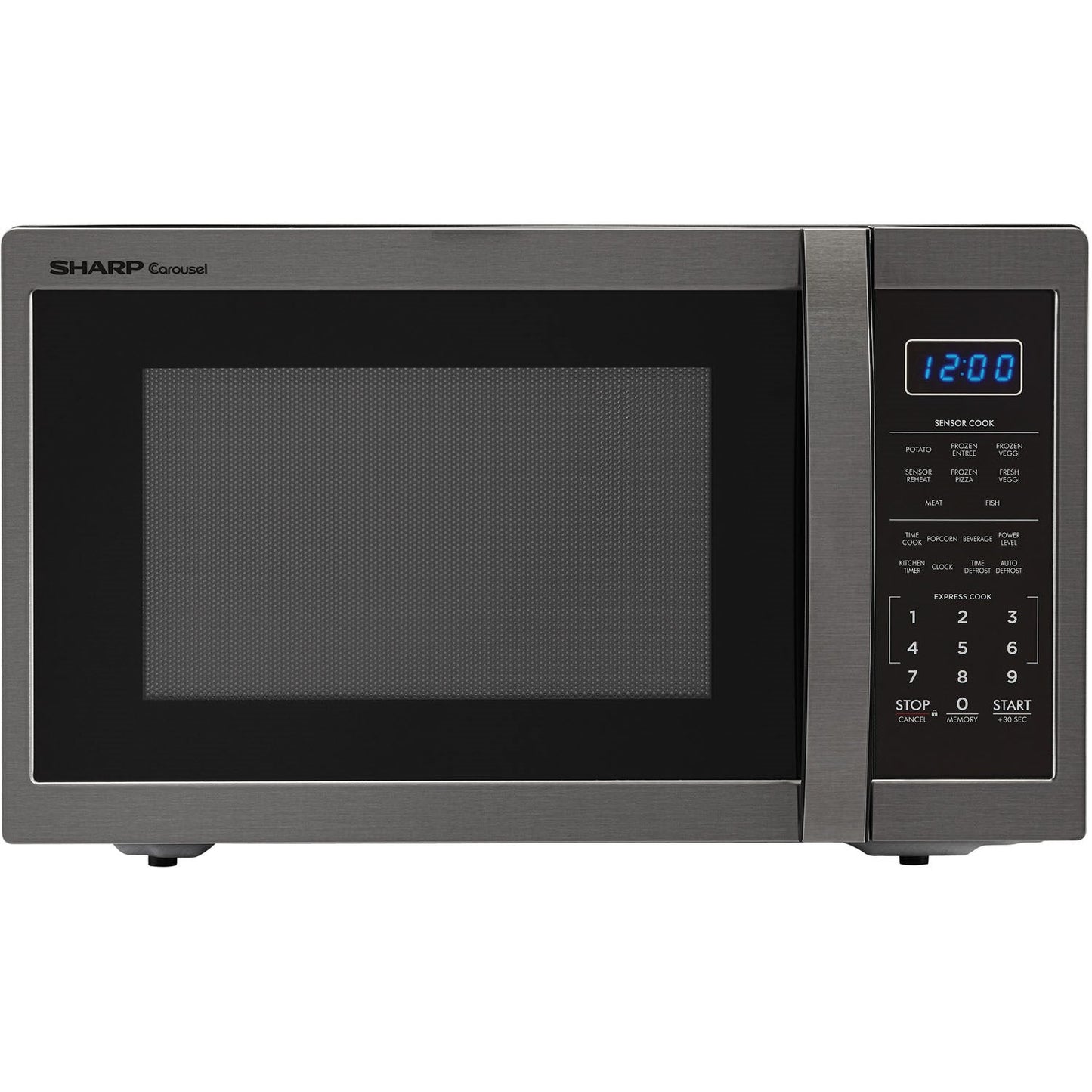 Sharp Carousel 20" 1.4 CU. Ft. 1100W Sharp Black Stainless Steel Countertop Microwave Oven