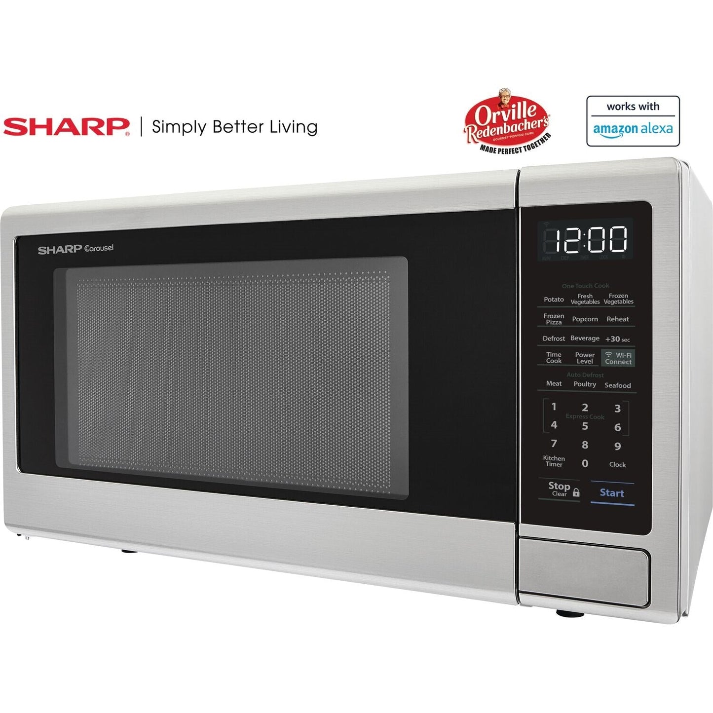 Sharp ZSMC1139FS 20" 1.1 cu. ft. Stainless Steel 1000W Countertop Microwave Oven With Voice Control Alexa-enabled Technology