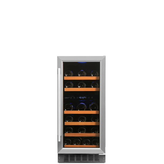 Smith & Hanks 15" 32 Bottle Built-in or Freestanding Dual Zone Wine Cooler With Stainless Steel Door Trim
