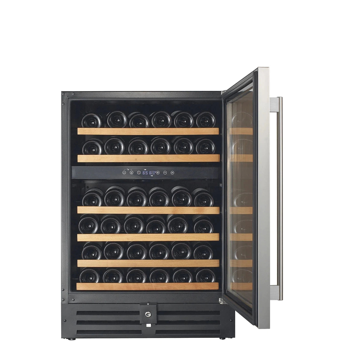 Smith & Hanks 24" 46 Bottle Built-in or Freestanding Dual Zone Wine Cooler With Stainless Steel Door Trim