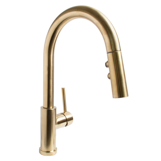 Speakman Neo 1.8 GPM Two-Function Pull Down Sprayer With Side Lever Handle Brushed Brass Faucet