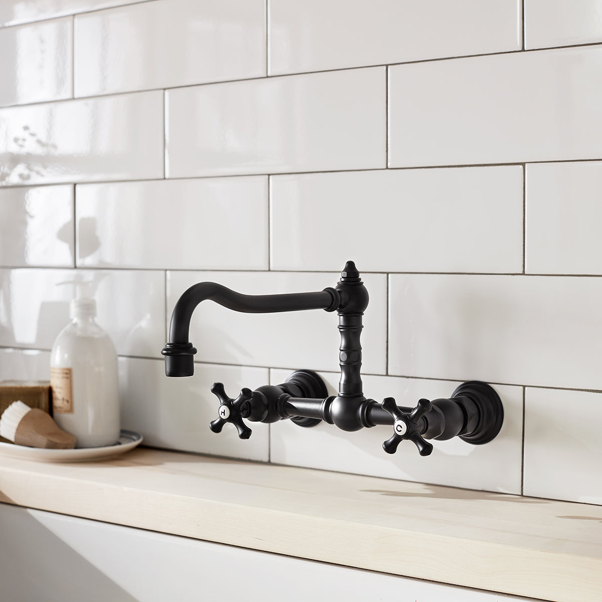 Speakman Proper 1.8 GPM High Rise Wall-Mount Cross Handles Matte Black Faucet