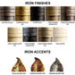 Stone County Ironworks Cedarvale 25" Natural Black Swivel Iron Bar Stool With Back, Arms and Emu Espresso Faux Upholstery