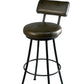 Stone County Ironworks Cedarvale 30" Hand Rubbed Ivory Round Non-Swivel Iron Bar Stool With Copper Iron Accent and Black Faux Seat