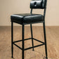 Stone County Ironworks Forest Hill 25" Hand Rubbed Ivory Iron Bar Stool With Copper Iron Accent, Padded Back and White Leather Upholstery