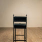 Stone County Ironworks Forest Hill 25" Hand Rubbed Ivory Iron Bar Stool With Gold Iron Accent, Padded Back and Black Faux Upholstery