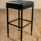 Stone County Ironworks Forest Hill 25" Satin Black Iron Bar Stool With Copper Iron Accent and White Leather Upholstery