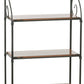 Stone County Ironworks Leaf 30" 4-Tier Hand Rubbed Pewter Iron Baker's Rack With Ebony Oak Wood Finish Top