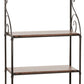 Stone County Ironworks Leaf 30" 5-Tier Woodland Brown Iron Baker's Rack With Walnut Wood Finish Top