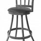Stone County Ironworks Montage 30" Hand Rubbed Bronze Non-Swivel Iron Bar Stool With Gold Iron Accent, Standard Cushion and White Leather Seat Material