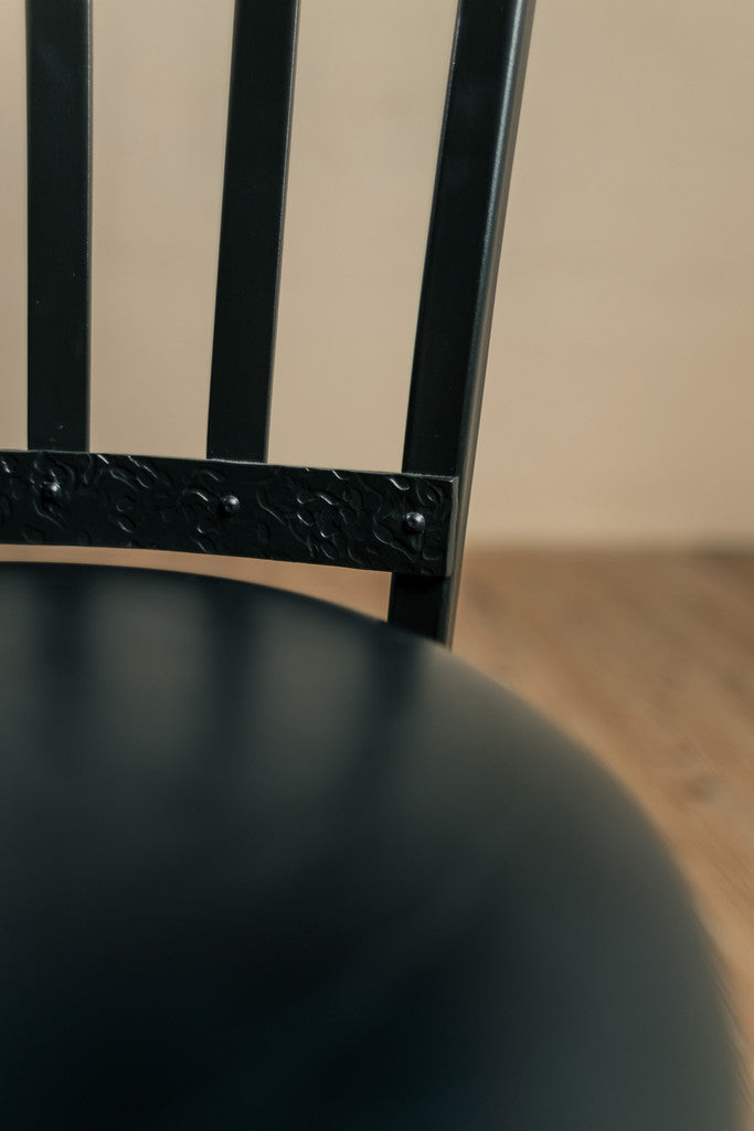 Stone County Ironworks Montage 30" Hand Rubbed Ivory Non-Swivel Iron Bar Stool With Copper Iron Accent, Standard Cushion and Cocoa Leather Seat Material
