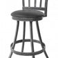 Stone County Ironworks Montage 30" Natural Black Non-Swivel Iron Bar Stool With Gold Iron Accent, Premium Thick Cushion and Black Leather Seat Material