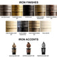 Stone County Ironworks Montage 30" Satin Black Non-Swivel Iron Bar Stool With Pewter Iron Accent, Standard Cushion and Walnut Wood Finish Seat Material