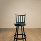 Stone County Ironworks Montage 30" Satin Black Swivel Iron Bar Stool With Gold Iron Accent, Premium Thick Cushion and Emu Espresso Faux Seat Material
