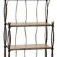 Stone County Ironworks Rush 30" 5-Tier Woodland Brown Iron Baker's Rack With Gold Iron Accent and Walnut Wood Finish Top