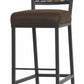 Stone County Ironworks Rushton 25" Satin Black Square Iron Bar Stool With White Leather Upholstery