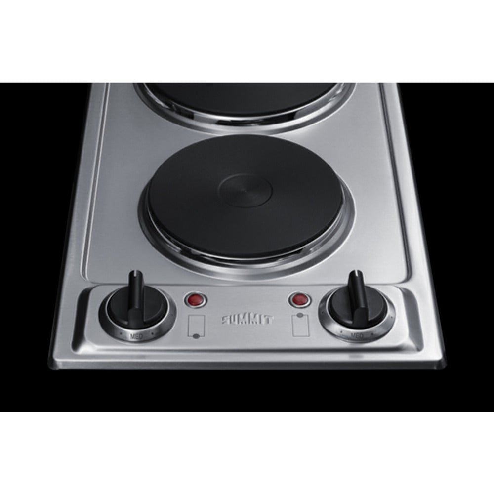 Summit Appliance 12" 115V Stainless Steel 2-Burner Solid Disk Cooktop