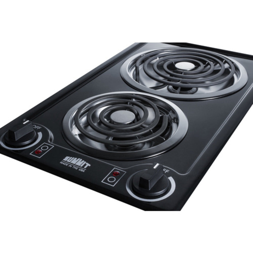 Summit Appliance 12" 230V Black Finish 2-Burner Coil Cooktop