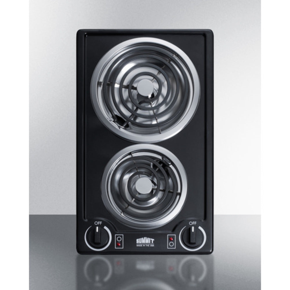 Summit Appliance 12" 230V Black Finish 2-Burner Coil Cooktop
