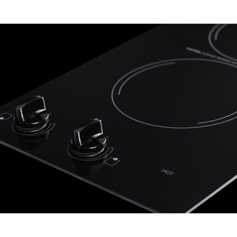 Summit Appliance 12" 230V Black Glass Finish 2-Burner Radiant Cooktop