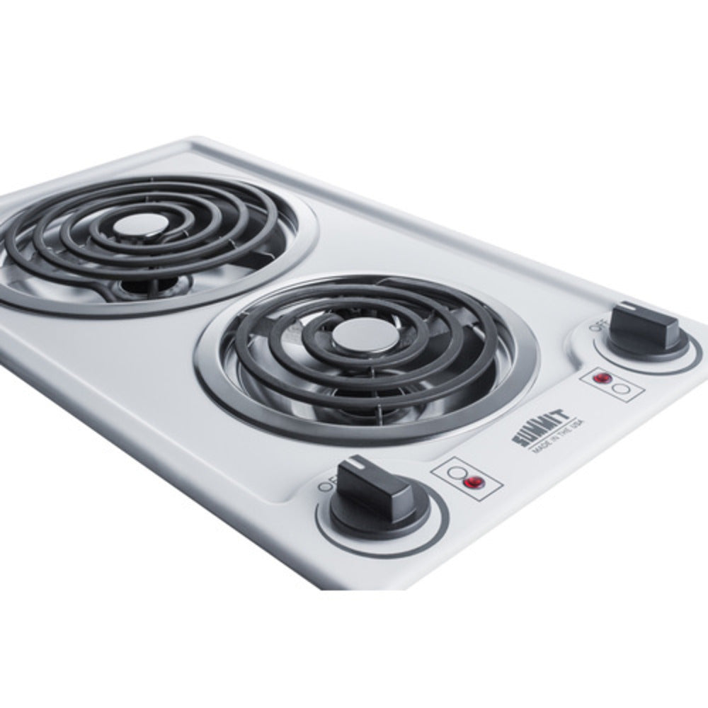 Summit Appliance 12" 230V White Finish 2-Burner Coil Cooktop