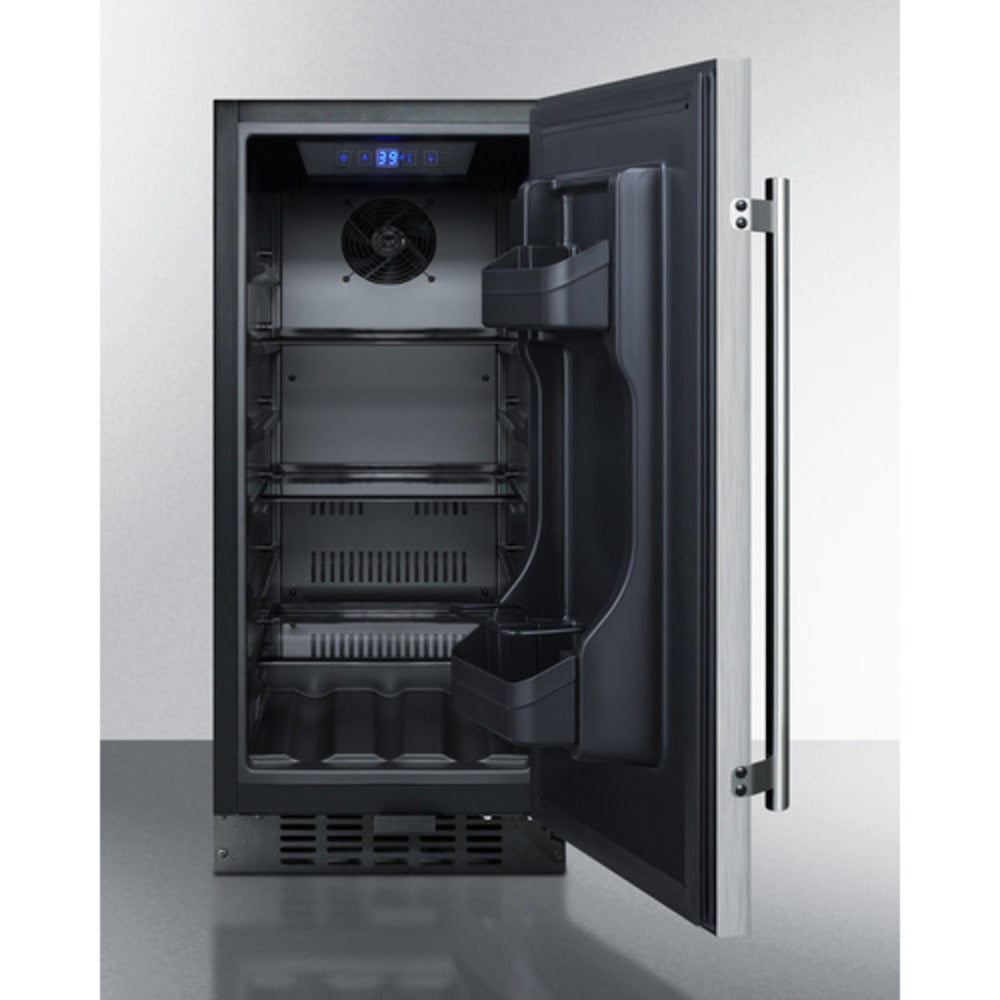Summit Appliance 15" Stainless Steel/Black Finish Built-In All-Refrigerator