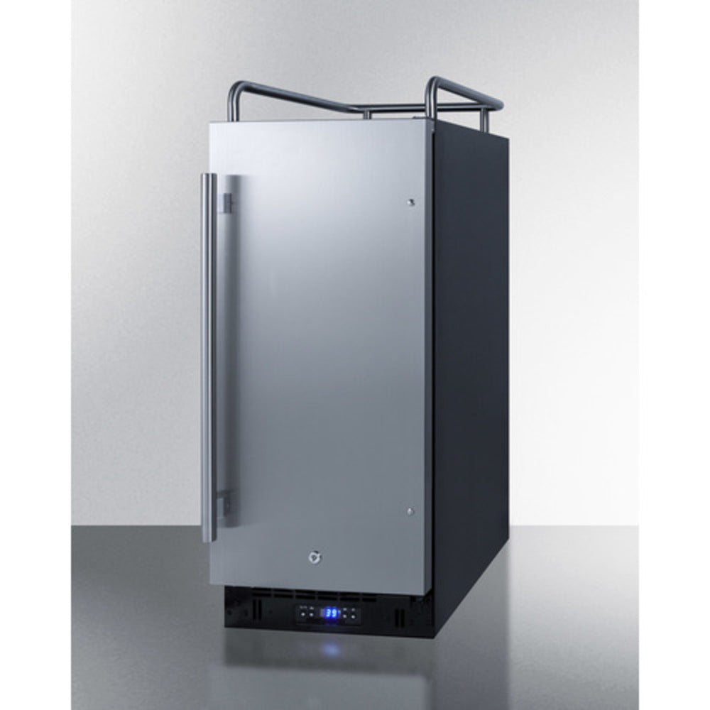 Summit Appliance 15" Stainless Steel/Black Finish Built-In Kegerator without Tap Kit