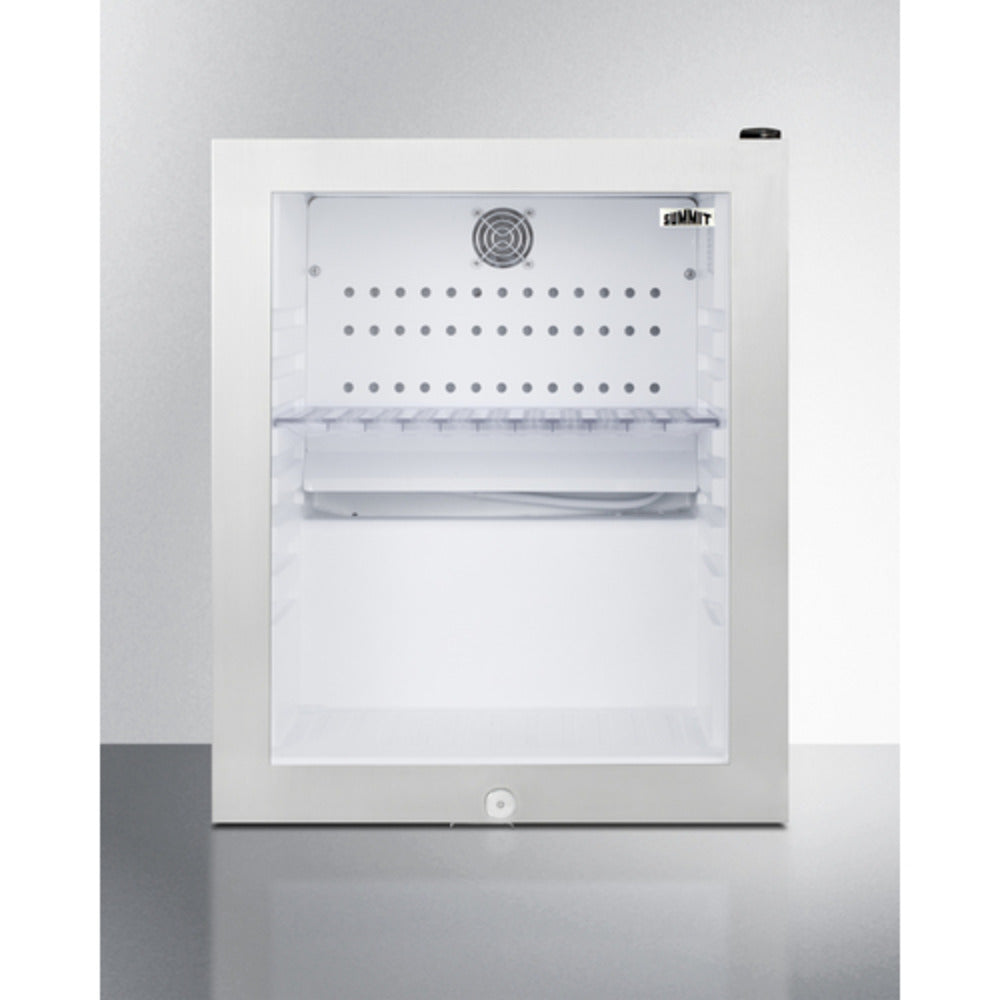 Summit Appliance 16" White Finish Compact Minibar with Tempered Glass Door