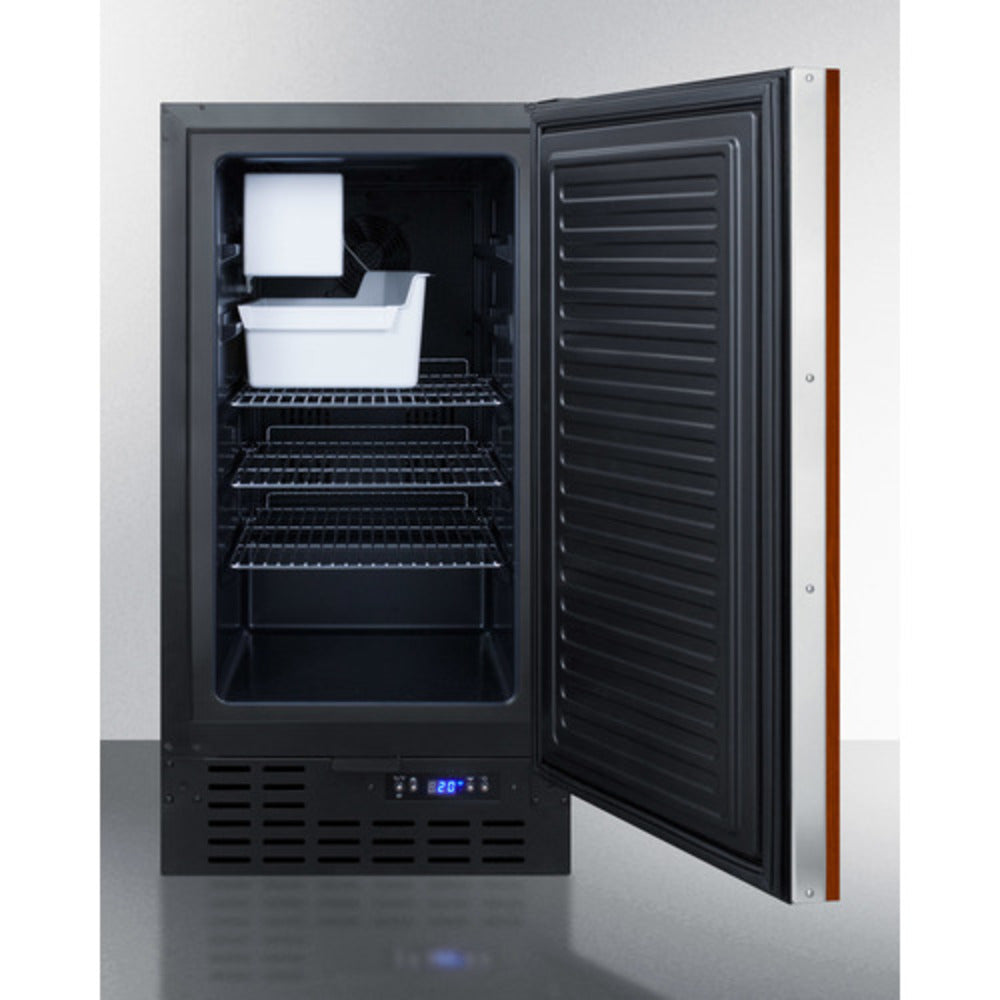 Summit Appliance 18" 8 lbs. Panel-Ready/Black Finish Drain-Free Icemaker - ADA Compliant