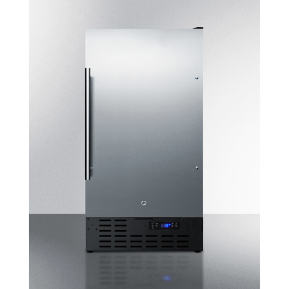 Summit Appliance 18" 8 lbs. Stainless Steel/Black Finish Drain-Free Icemaker