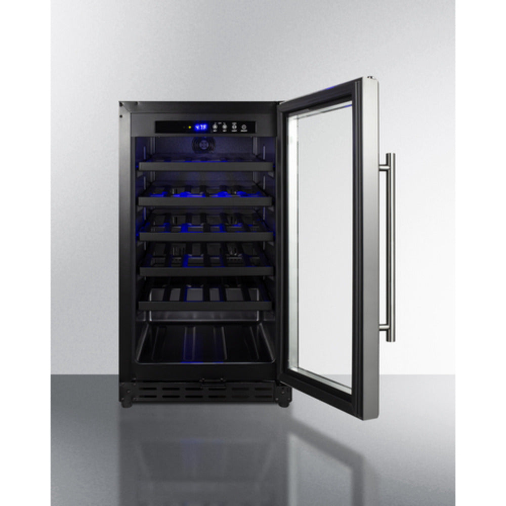 Summit Appliance 18" Black Finish Built-In 34 Bottles Wine Cellar - ADA Compliant