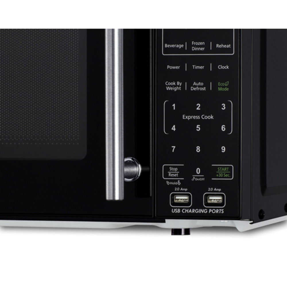 Summit Appliance 18" Black Finish Compact Microwave with USB Ports and Allocator