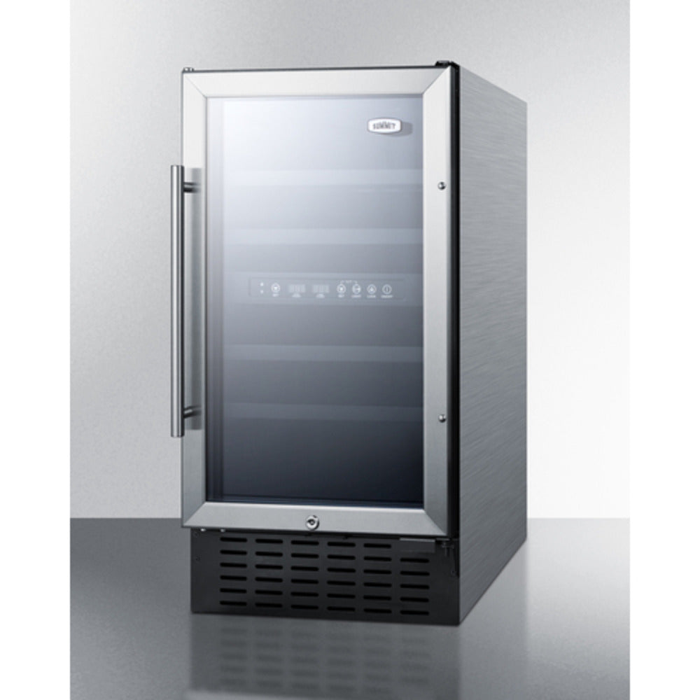 Summit Appliance 18" Stainless Steel Built-In 28 Bottles Dual Zone Wine Cellar