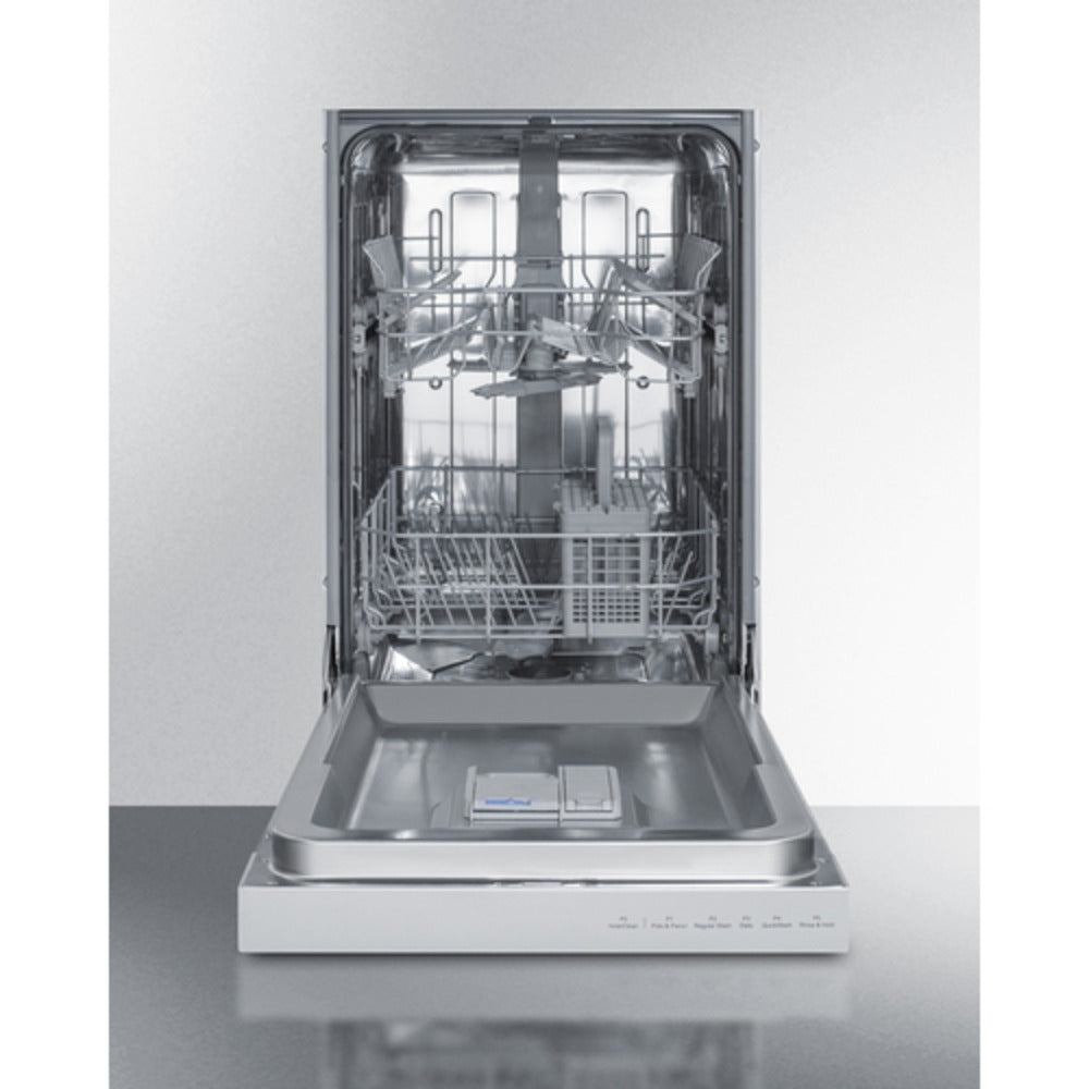 Summit Appliance 18" Stainless Steel Finish Built-In Dishwasher with Front Control Panel