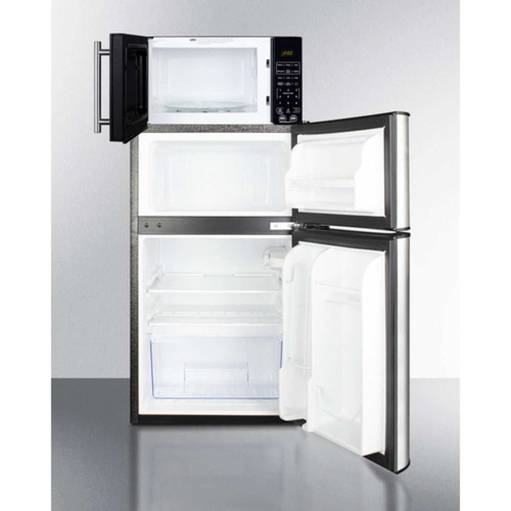 Summit Appliance 19" Stainless Steel/Black Finish Microwave and Refrigerator Combo with Allocator