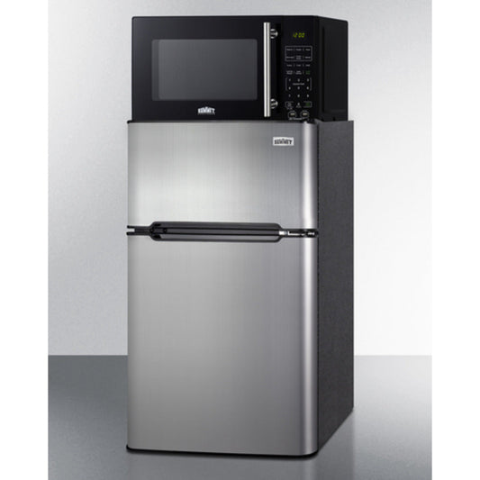 Summit Appliance 19" Stainless Steel/Black Finish Microwave and Refrigerator Combo with Allocator