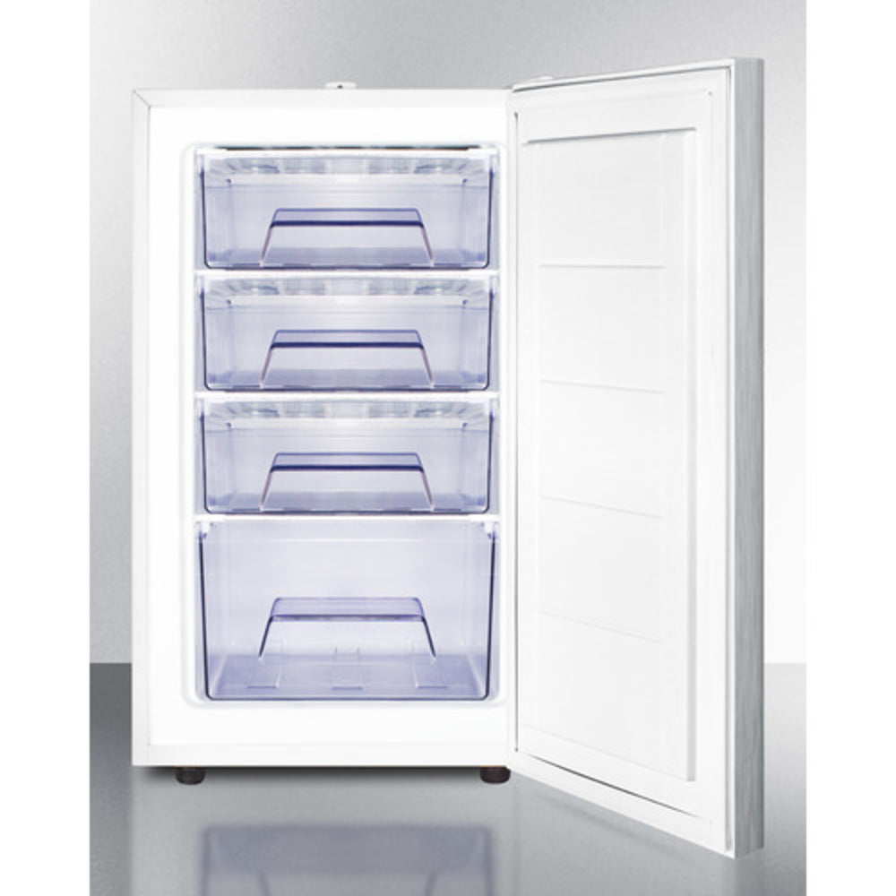 Summit Appliance 20" 3 cu.ft. Stainless Steel/White Finish General Purpose Healthcare Freezer with Factory Installed Lock