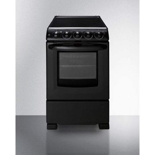 Summit Appliance 20" Black Finish Freestanding Electric Smooth-Top Range