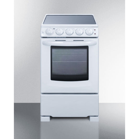 Summit Appliance 20" White Finish Freestanding Electric Smooth-Top Range