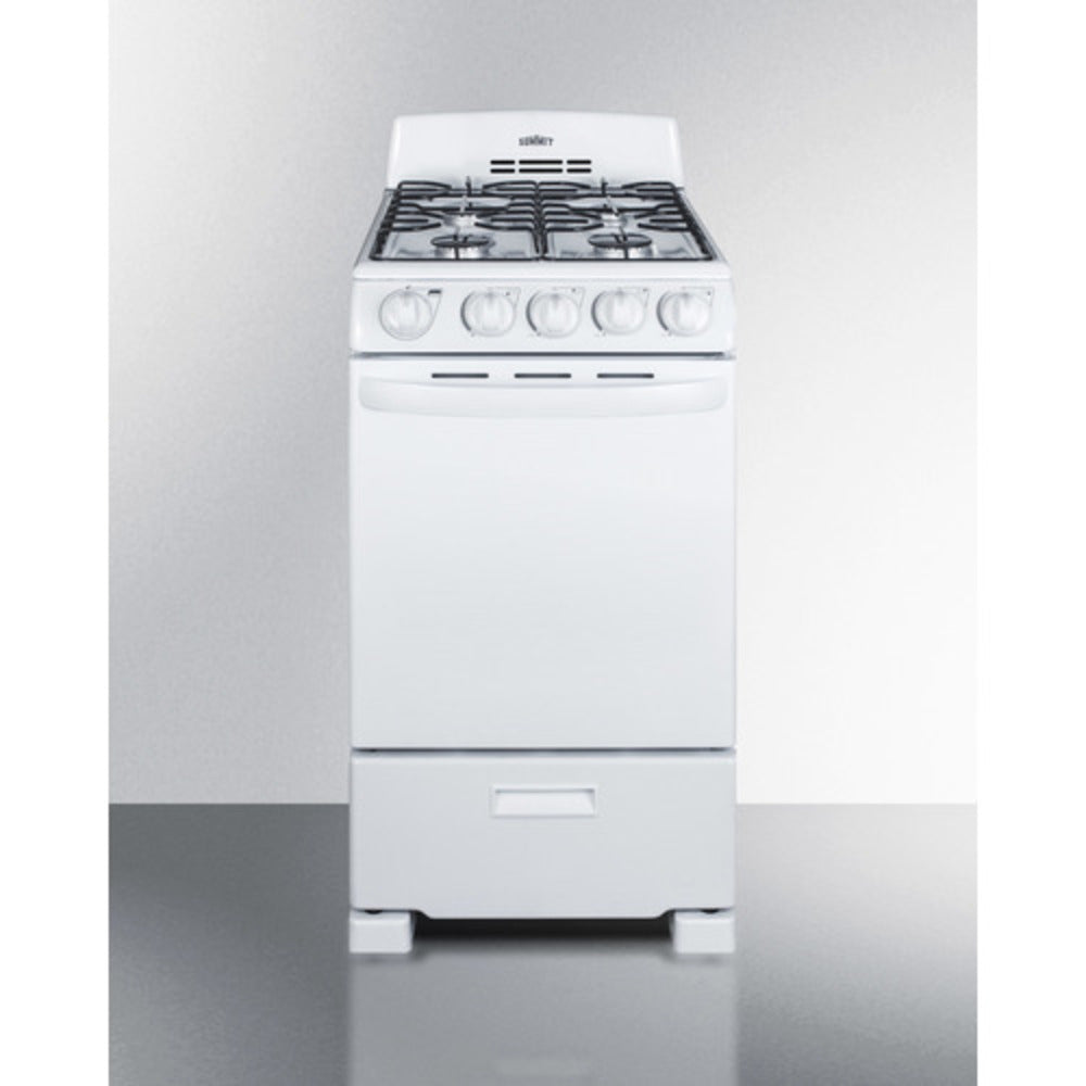 Summit Appliance 20" White Finish Freestanding Gas Range