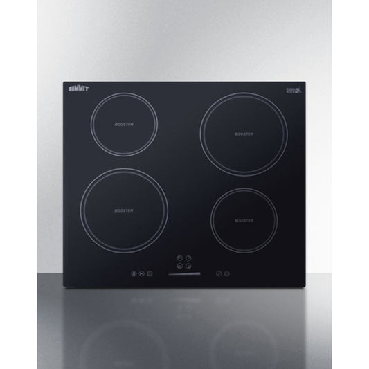 Summit Appliance 24" 208-240V Black Glass 4-Zone Induction Cooktop