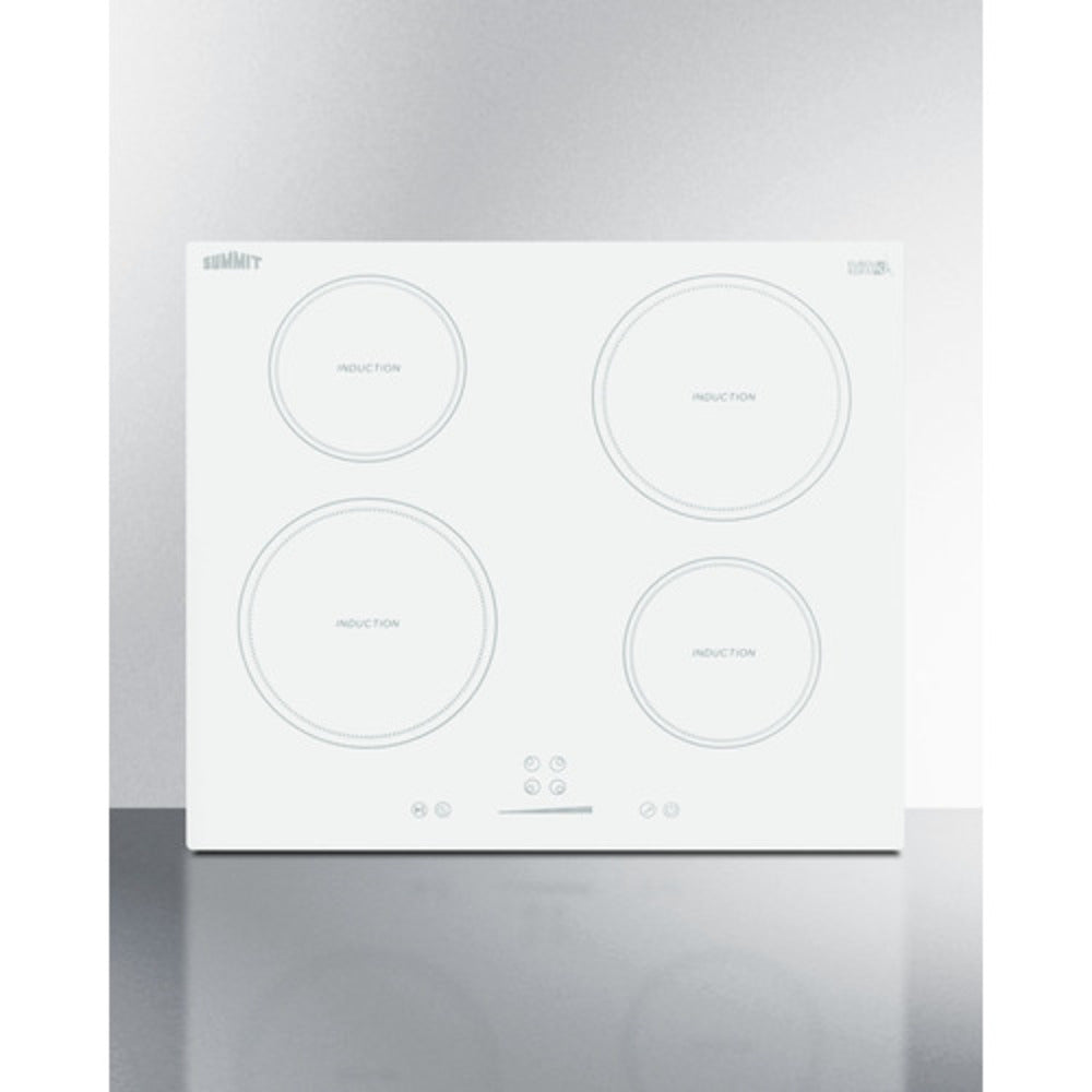 Summit Appliance 24" 208-240V White Glass 4-Zone Induction Cooktop