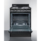 Summit Appliance 24" 220V Black Finish 4-Burner Electric Coil Range with 4" Backguard