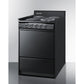 Summit Appliance 24" 220V Black Finish 4-Burner Electric Coil Range with 4" Backguard