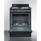 Summit Appliance 24" 220V Black Finish 4-Burner Electric Coil Range with Oven Door Window and 4" Backguard