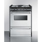 Summit Appliance 24" 220V Stainless Steel/Black Finish 4-Burner Electric Coil Range