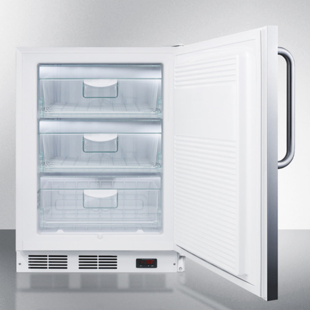Summit Appliance 24" 3 cu.ft. Stainless Steel Built-In All-Freezer with Towel Bar Handle - ADA Compliant